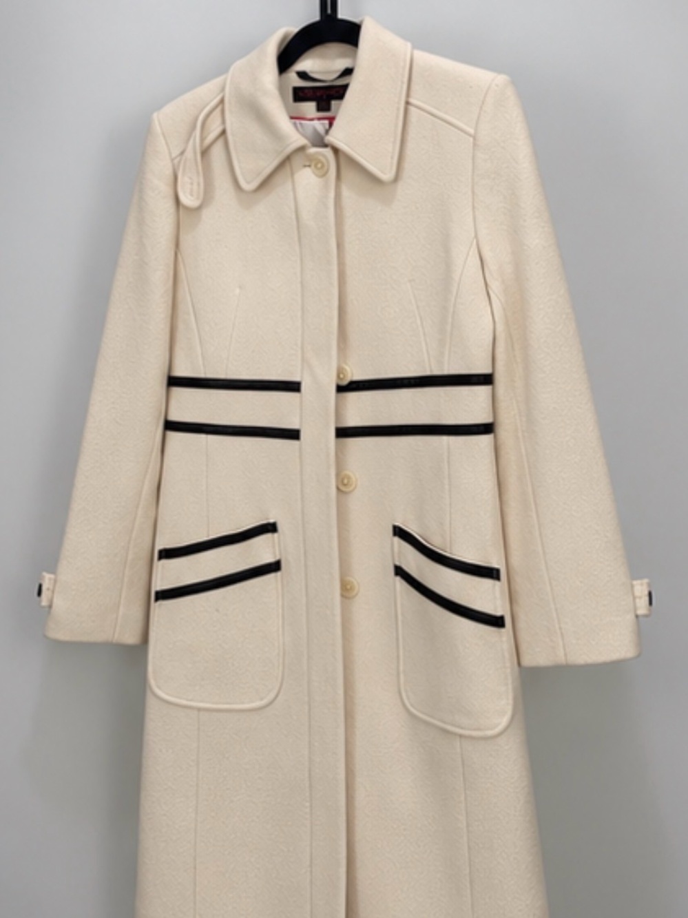 Via Spiga Cream Trench Coat with Black Trim